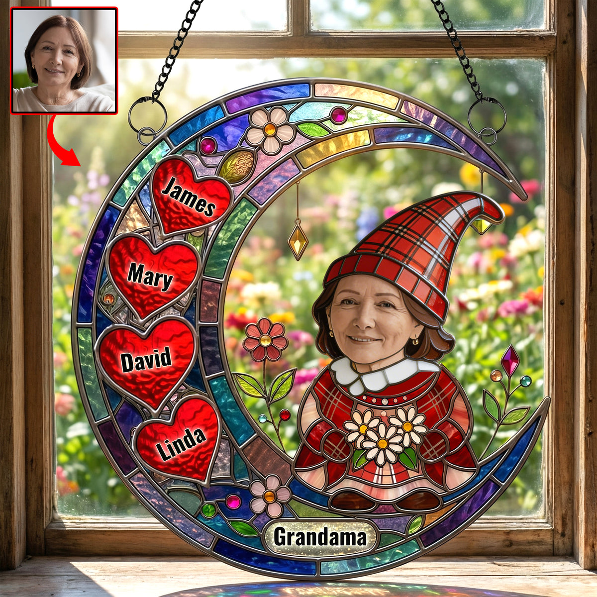Custom Photo Gnome Grandma Suncatcher Ornament - Personalized Gifts For Grandma 01nadh020426-Homacus