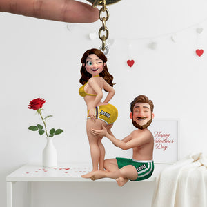 Funny Couple Keychain - Personalized Gifts For Couple Keychain 03HUTN290126-Homacus
