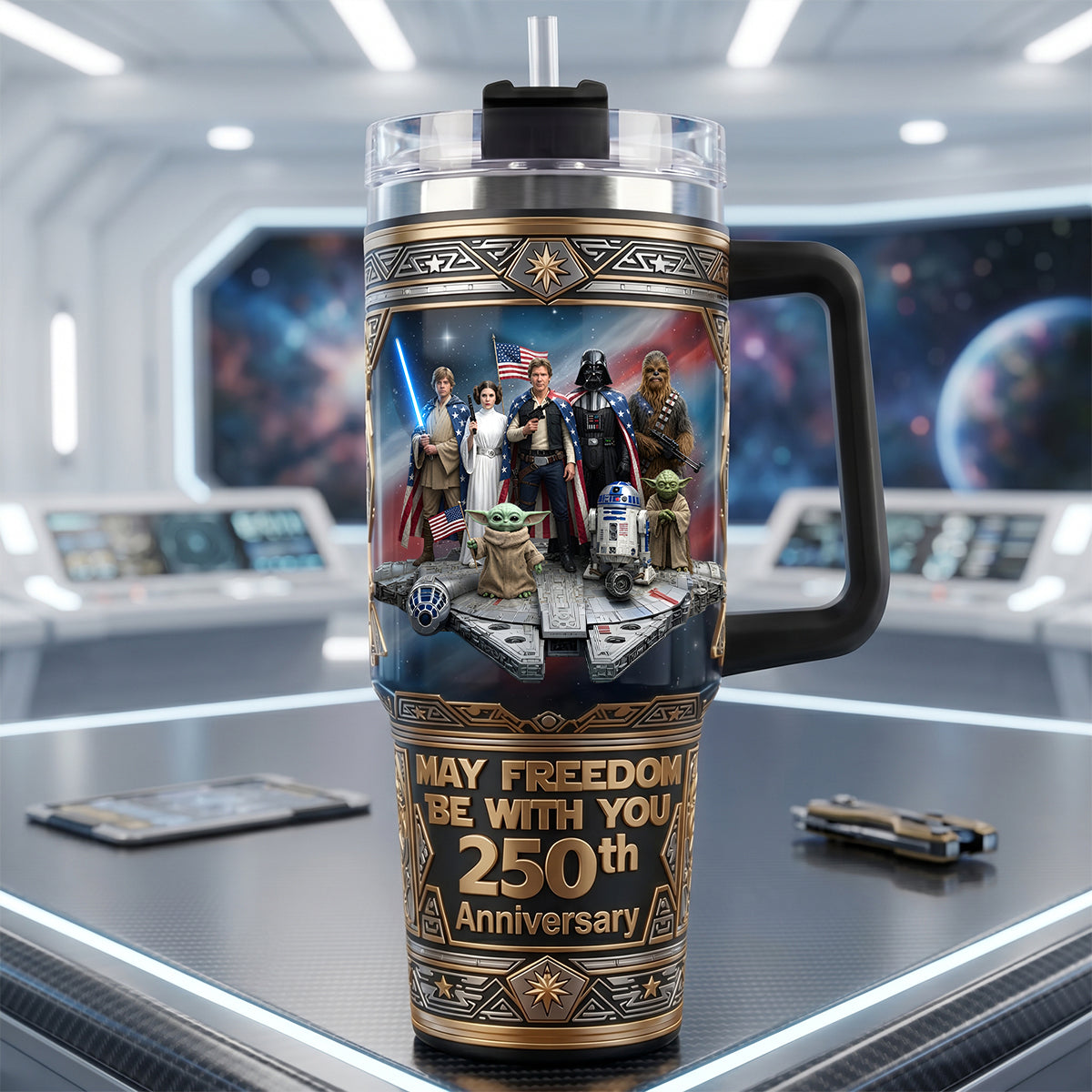 250th Anniversary Tumbler With Handle - Personalized Gifts 01TYTN110626