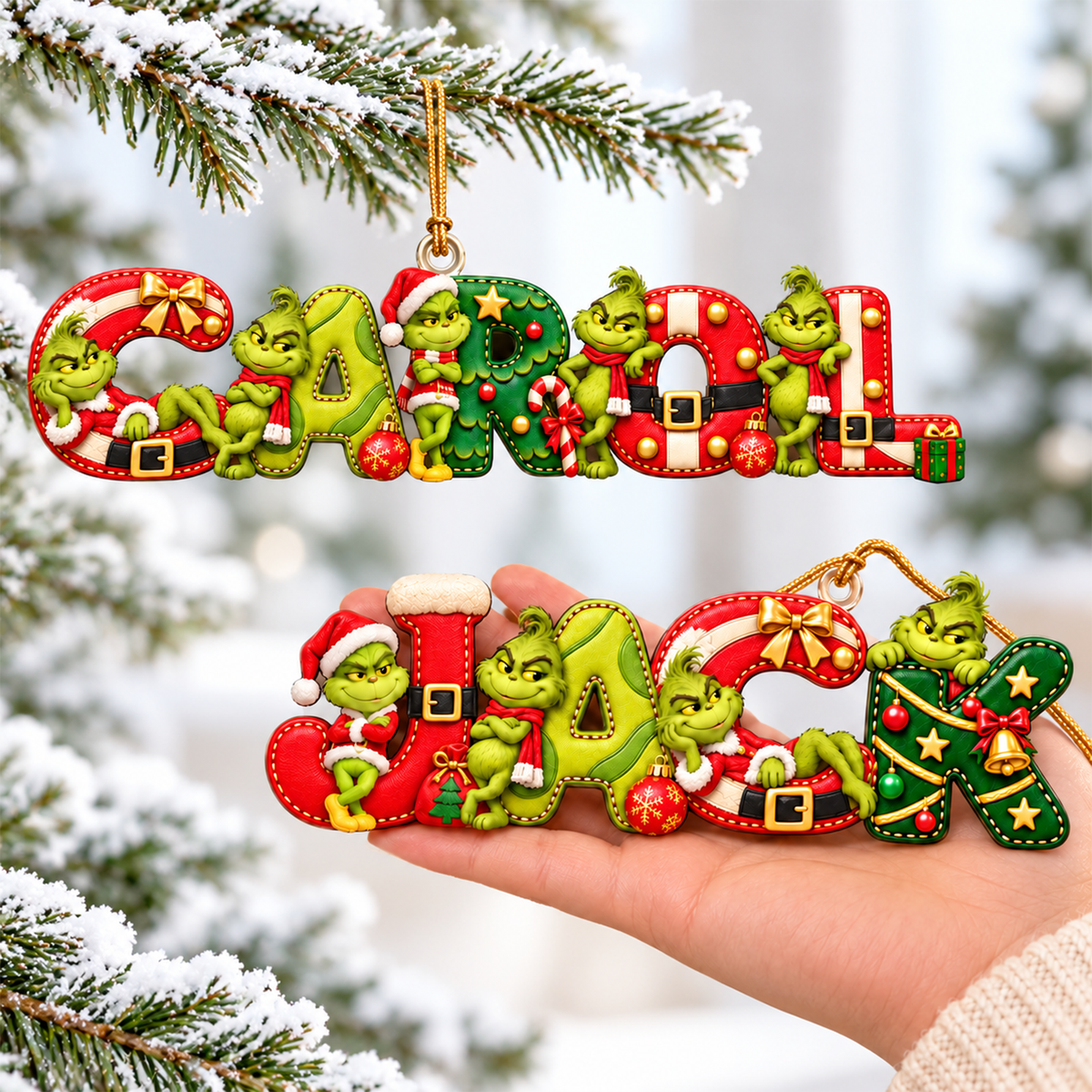 Festive Character Initial Alphabet Ornament - Personalized Gift For Christmas 04PAQN101026-Homacus