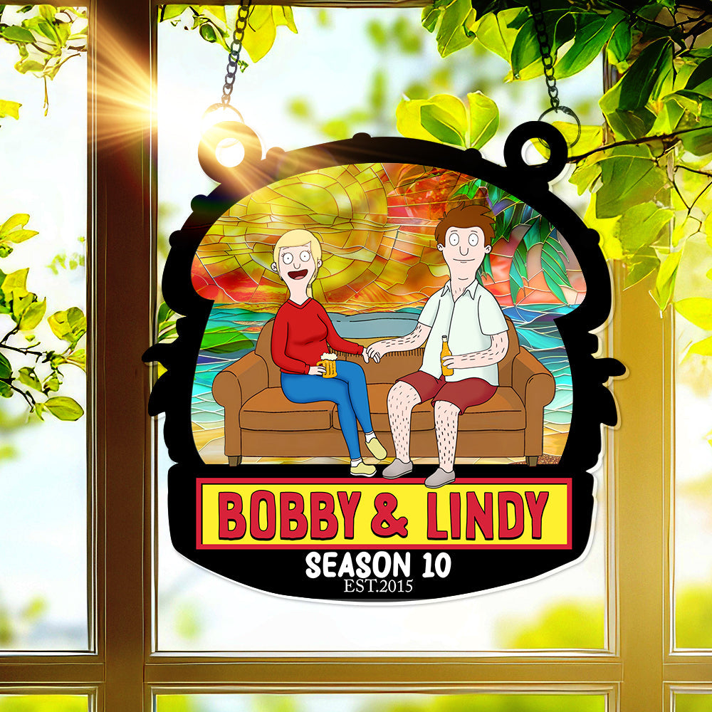 You And Me, Seasons Series - Personalized Christmas Suncatcher Ornament - Burger Couple Ornament-Homacus