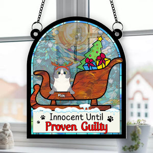 Personalized Gifts For Cat Lover Suncatcher Ornament 041hutn190724 Naughty Cat Christmas-Homacus