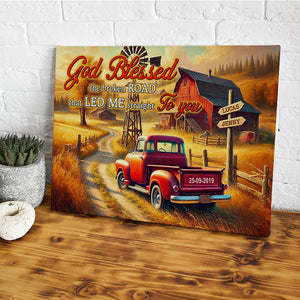 Personalized Gifts For Couple Canvas Print 02qhtn121224 God Blessed The Broken Road That Led Me Straight To You-Homacus