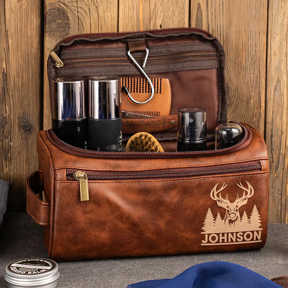 Hunting Men's Leather Toiletry Bag - Personalized Gifts 03huqn060325-Homacus