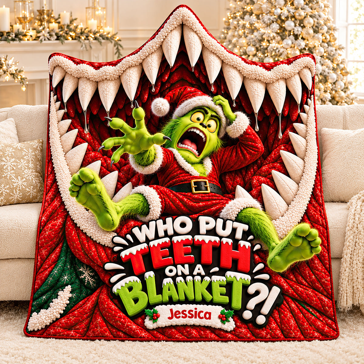 Put Teeth On A Blanket - Personalized Christmas Gifts Wearable Blanket Hoodie 06hadt161026-Homacus