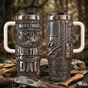 Hunting Obsessed Dad Tumbler With Handle, Personalized Gifts For Dads 03qhta230526-Homacus