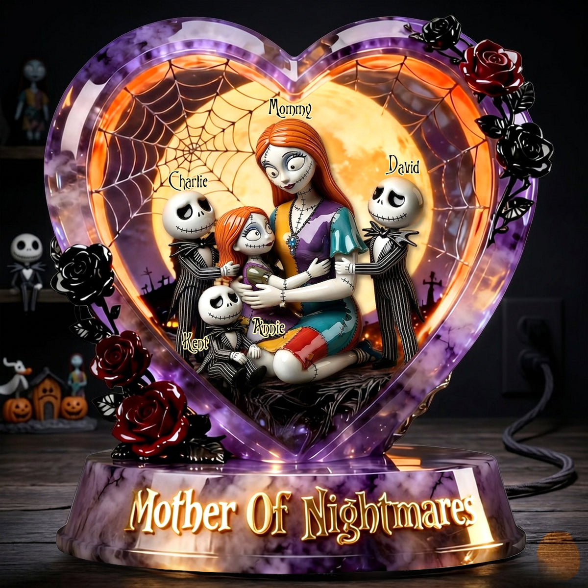 Spooky Mom And Kids Light Box - Personalized Gifts For Mother's Day Acrylic Light Box 02OHLU070426-Homacus