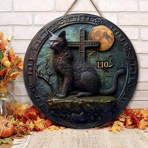 Personalized Black Cat Round Metal Sign 01hutn210824 Halloween Gifts-Homacus