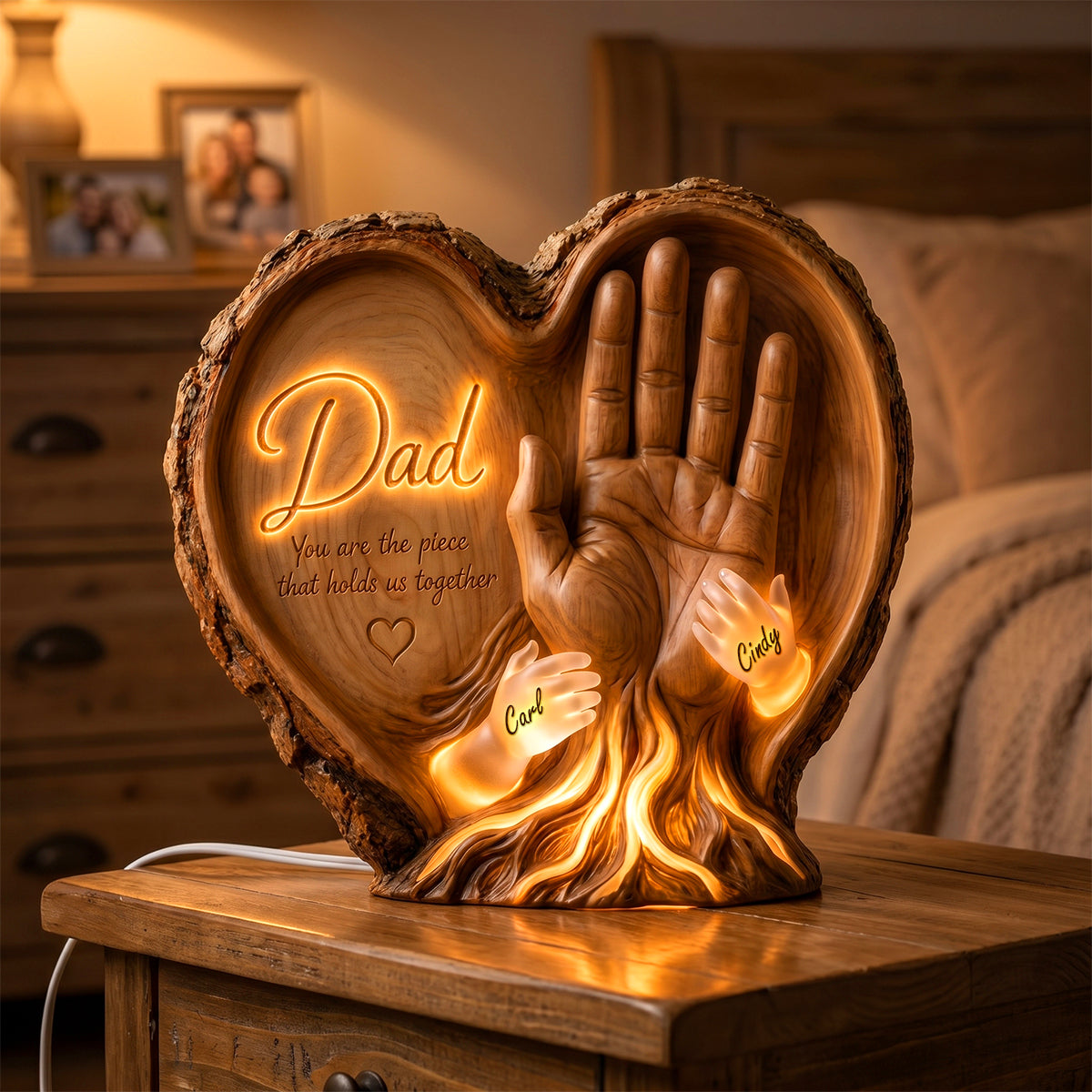Dad's Heart Pieces Acrylic Light Box - Personalized Gifts For Dad 01padh300426-Homacus