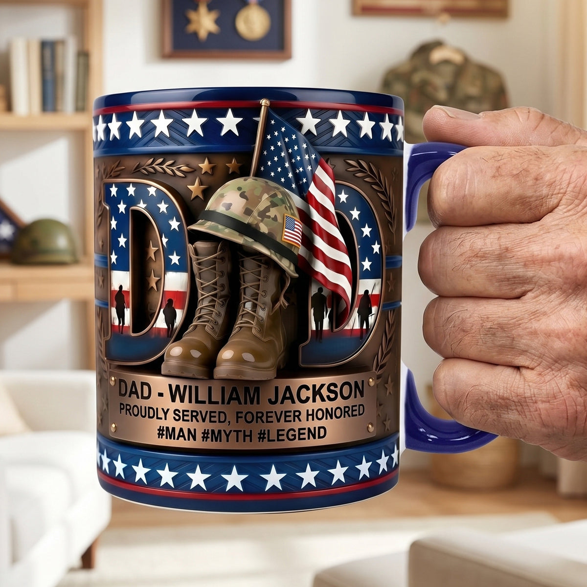 Proud Veteran Dad Coffee Accent Mug - Personalized Gifts For Dad 04TYQN280426-Homacus