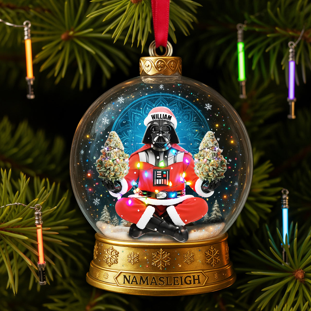 Cosmic Festive Santa Ornament - Personalized Christmas Gift For Stoners 02TOLU290825-Homacus