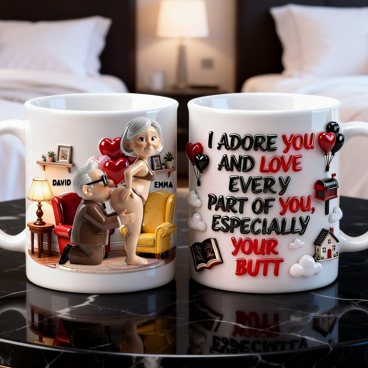 Cheeky Kisses Couple Coffee Mug - Personalized Gifts For Couples 05OHLU261225-Homacus