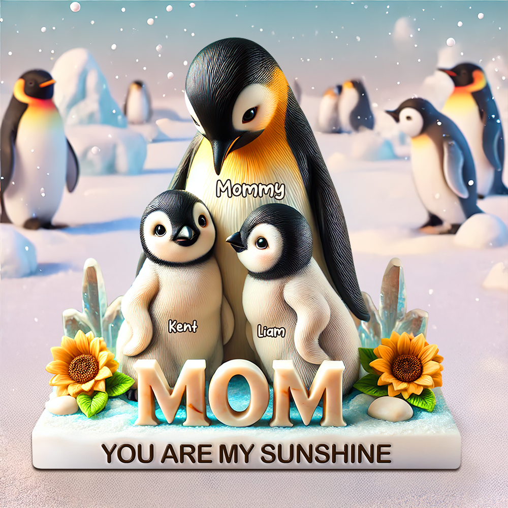 Penguin Mom Plaque - Personalized Gifts For Mom 01hupu210425-Homacus
