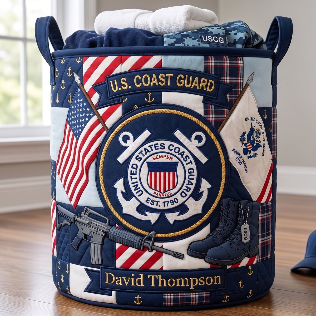Military Quilted Laundry Basket - Personalized Gifts 03huqn240726