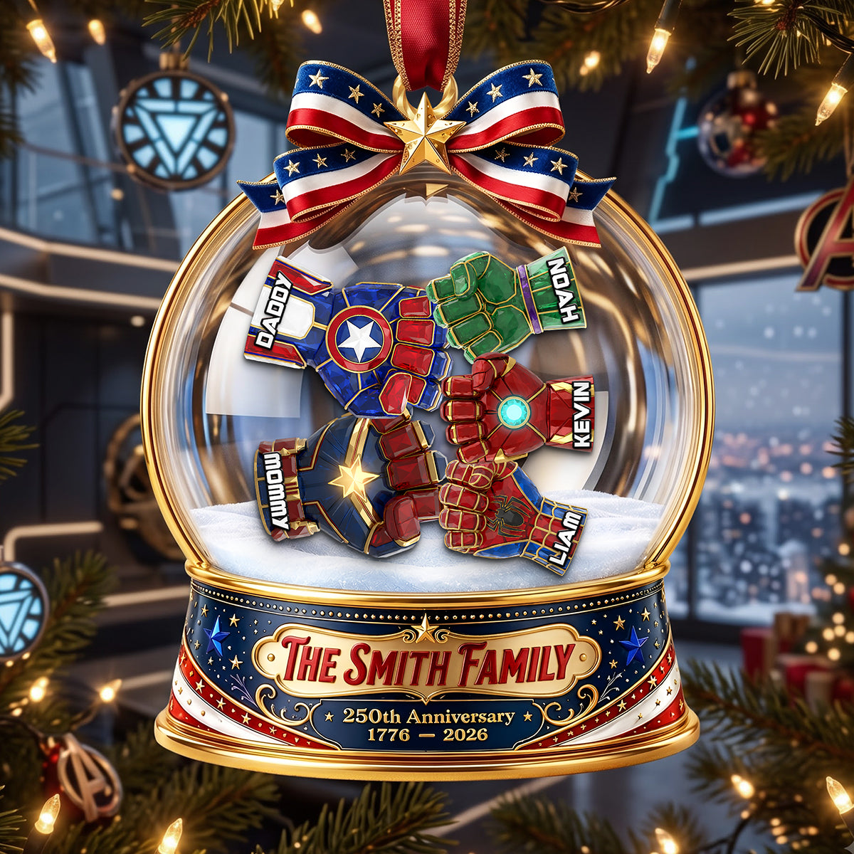 USA 250th Anniversary First Bump Christmas Ornament - Personalized Gifts For Family 03ohta240826