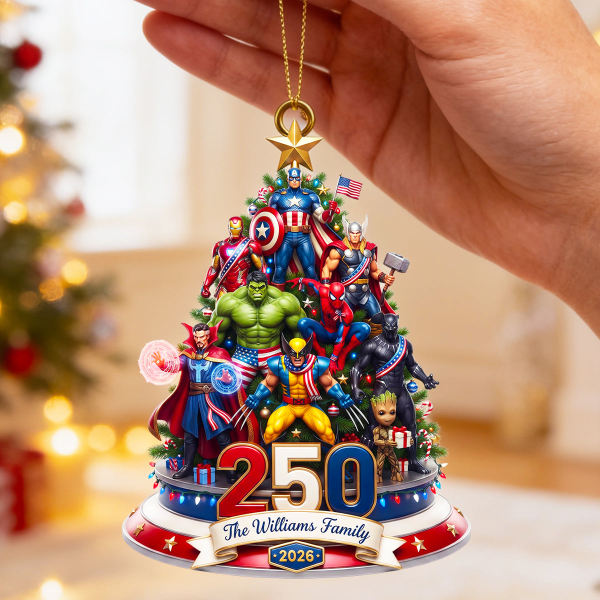 Patriotic America 250 Christmas Ornament Personalized Tree Decor 01TYDT240826