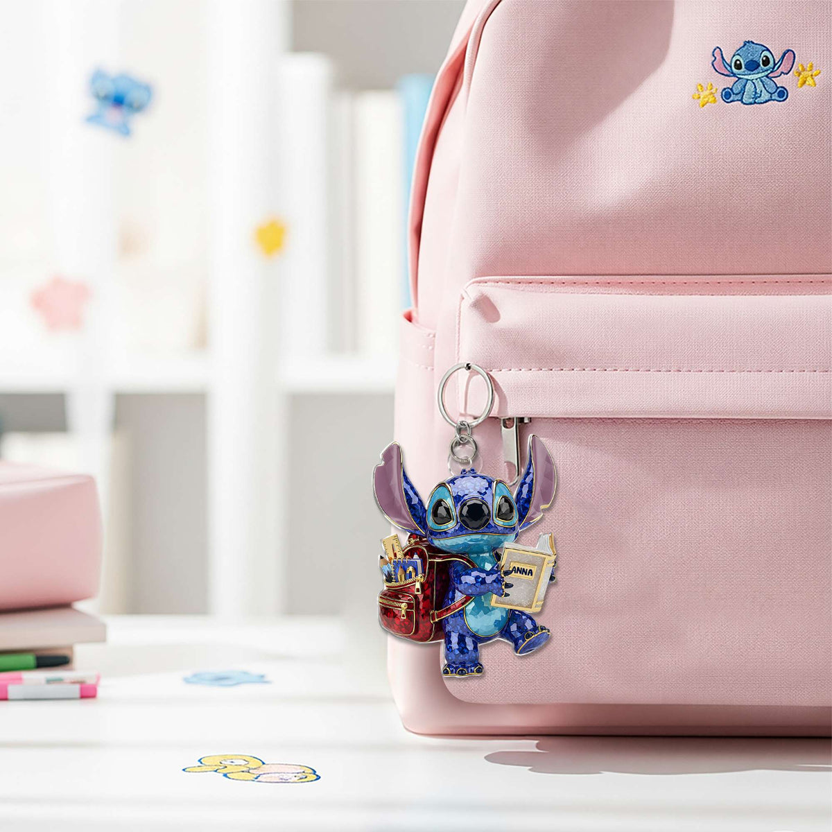 Cute Blue Monster Back To School Keychain - Personalized Gifts For Kids 06OHLU140625-Homacus