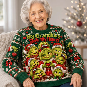 My Grandkids Stole My Heart Knitted Ugly Sweater - Personalized Gifts For Grandparents Christmas Ugly Sweater 03NATA131026-Homacus