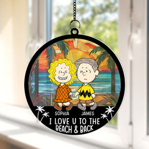 Personalized Gift For Couple Suncatcher Ornament, Cartoon Couple Hand in Hand On The Beach Summer 05todc190724hh-Homacus