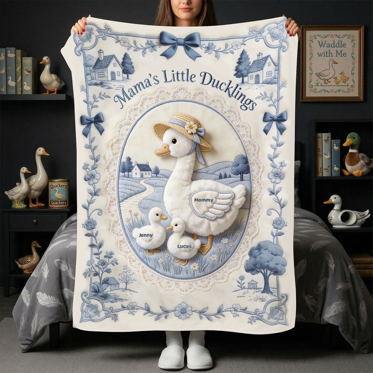Mama's Little Ducklings Blanket - Personalized Gifts For Mom 03PGTN170326-Homacus