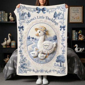 Mama's Little Ducklings Blanket - Personalized Gifts For Mom 03PGTN170326-Homacus