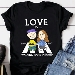 Personalized Gifts For Couple Shirt Love Is Walking Hand In Hand 04HTTN240723HH-Homacus