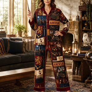 Mystic Academy Button Up Pajama Set - Personalized Gifts 02PAQN250826