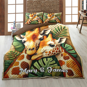 Personalized Gifts For Giraffe Couple Special Line Quilt Bedding Set 01KADT130125-Homacus