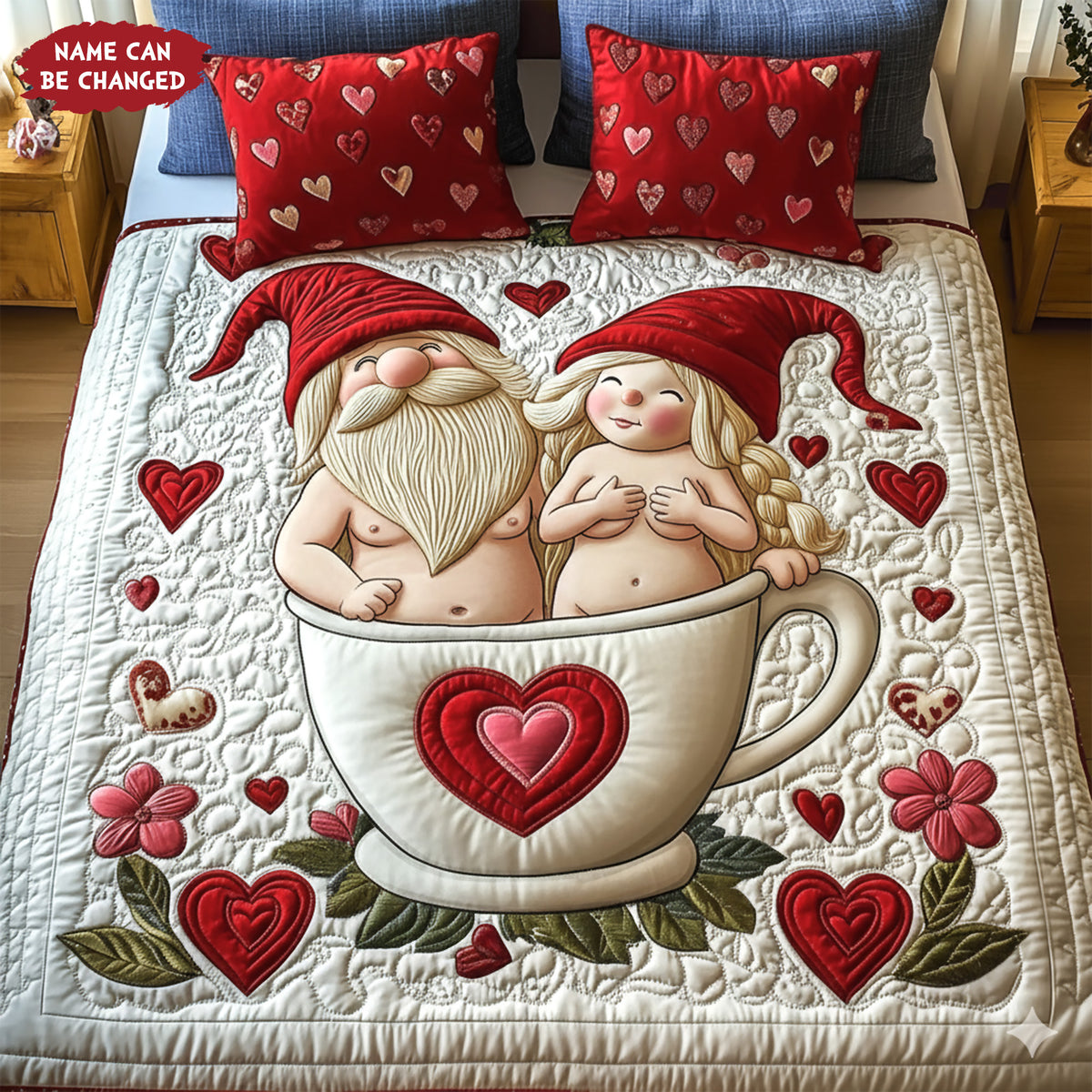 Gnome Old Couple Quilt Bed Set Special Line - Personalized Gifts For Couple 06namg281125-Homacus