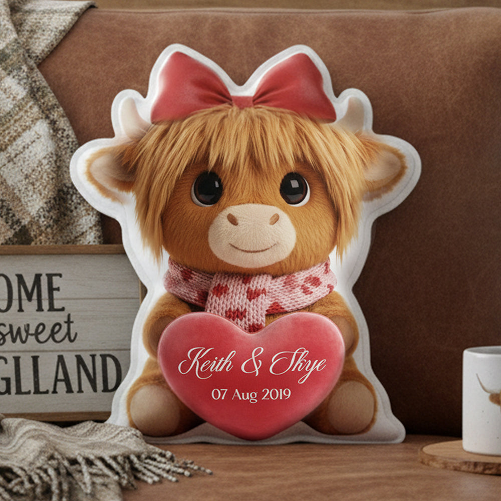 Highland Cow Valentine Custom Shaped Pillow - Personalized Gifts For Couple 03hyta161225-Homacus