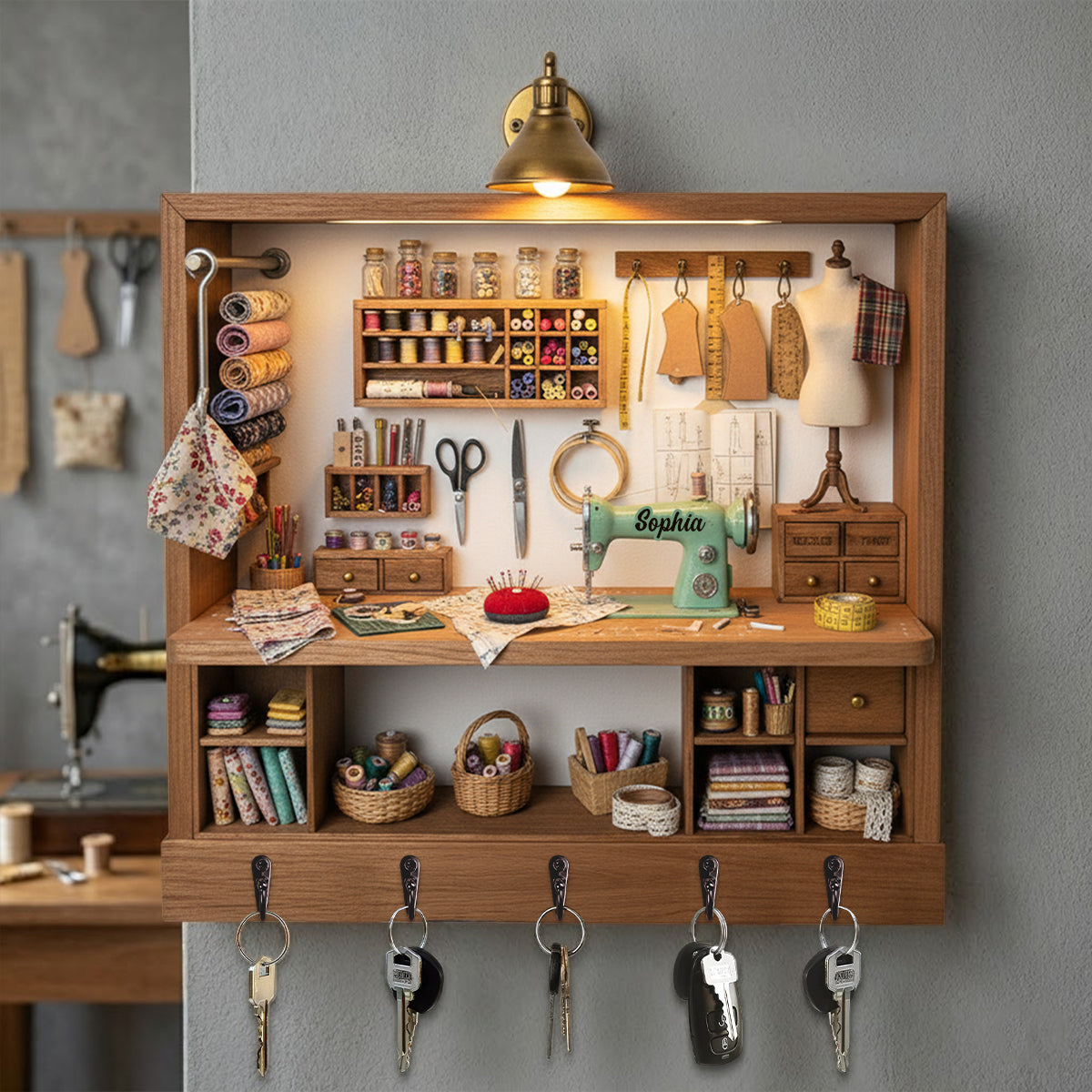 Sewing Nook Key Hanger - Personalized Gift For Sewing Lover 01HYTN111225-Homacus