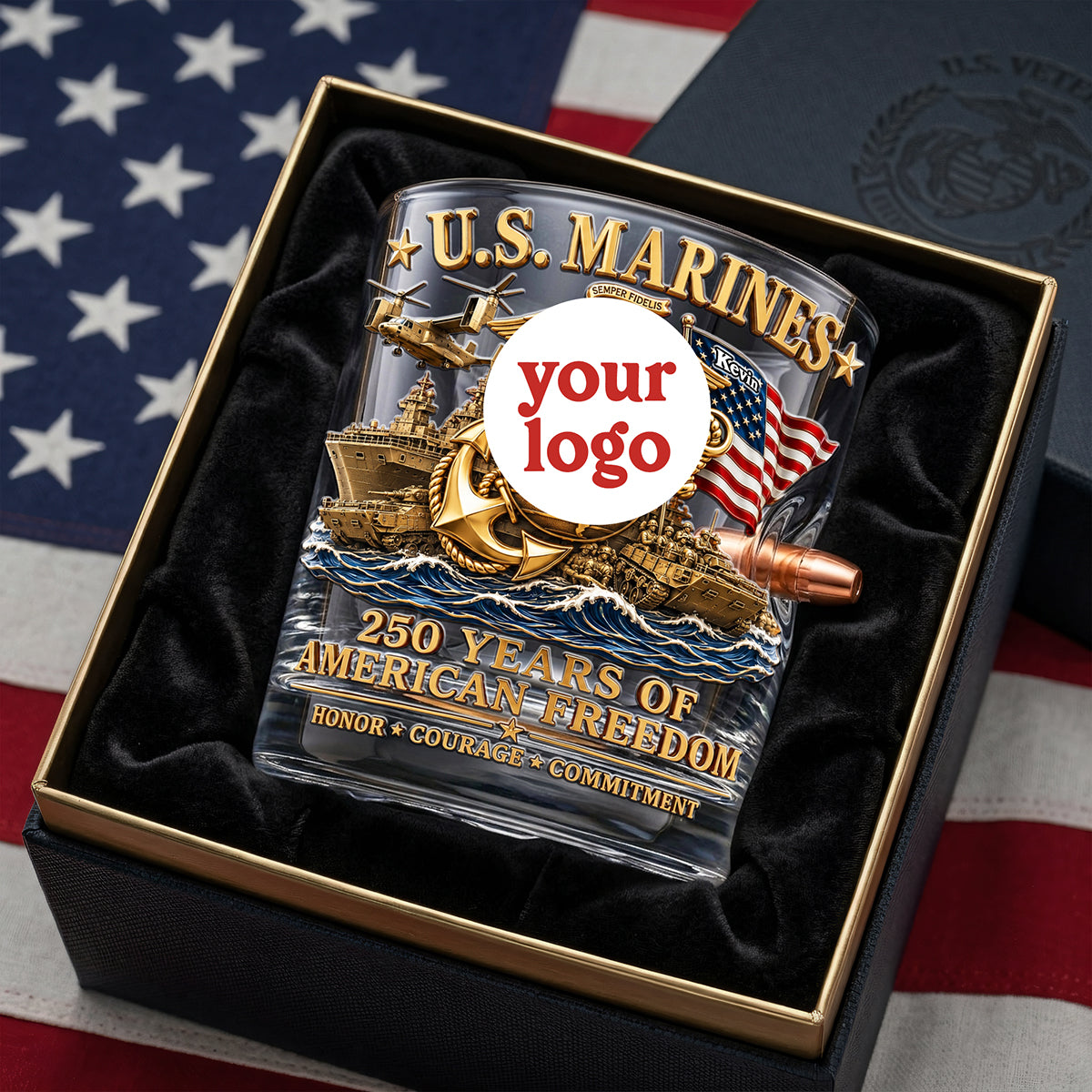 Proud Veteran Bullet Glass - Personalized Gifts For Veterans 03TYTA230626-Homacus