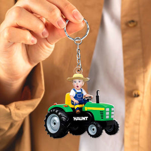 Customized Photo Gifts For Kid Acrylic Keychain Riding Tractor 03XQLU111224-Homacus