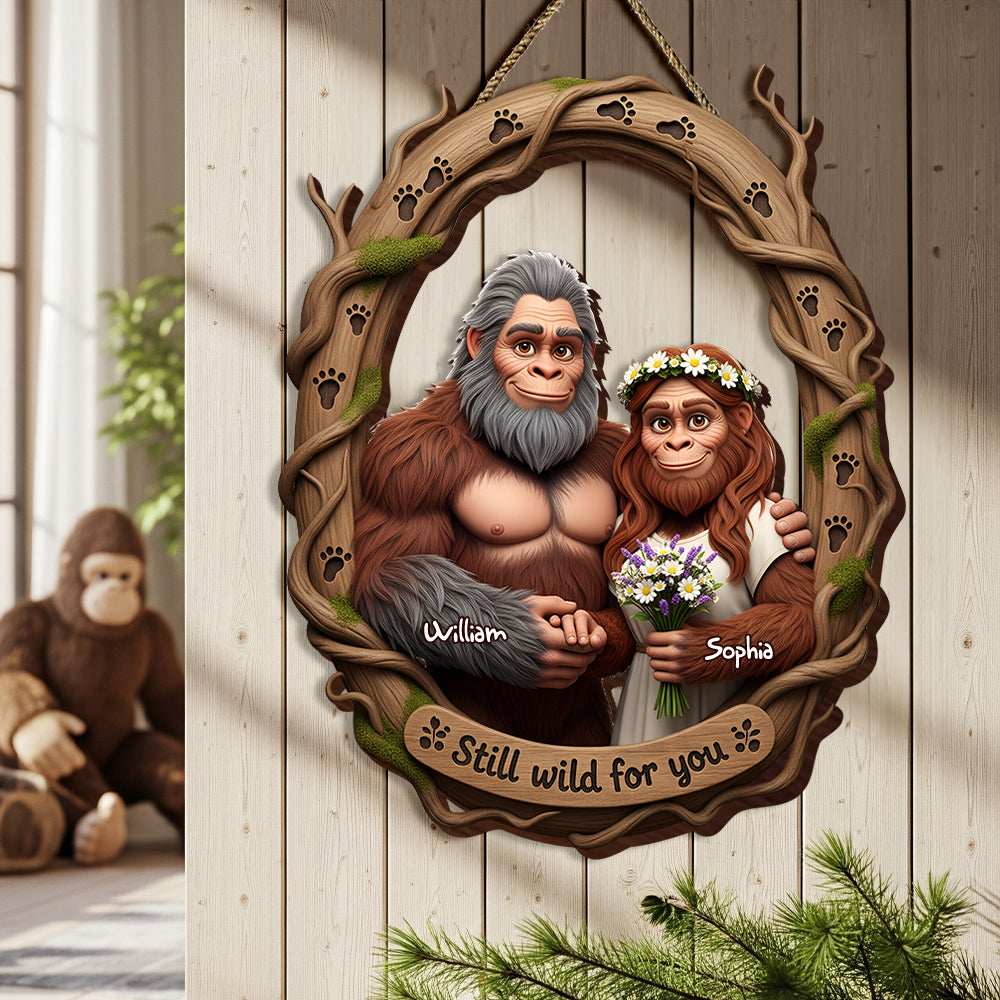 Bigfoot Couple Wood Sign - Personalized Xmas Gifts For Couple 03OHLU310525-Homacus