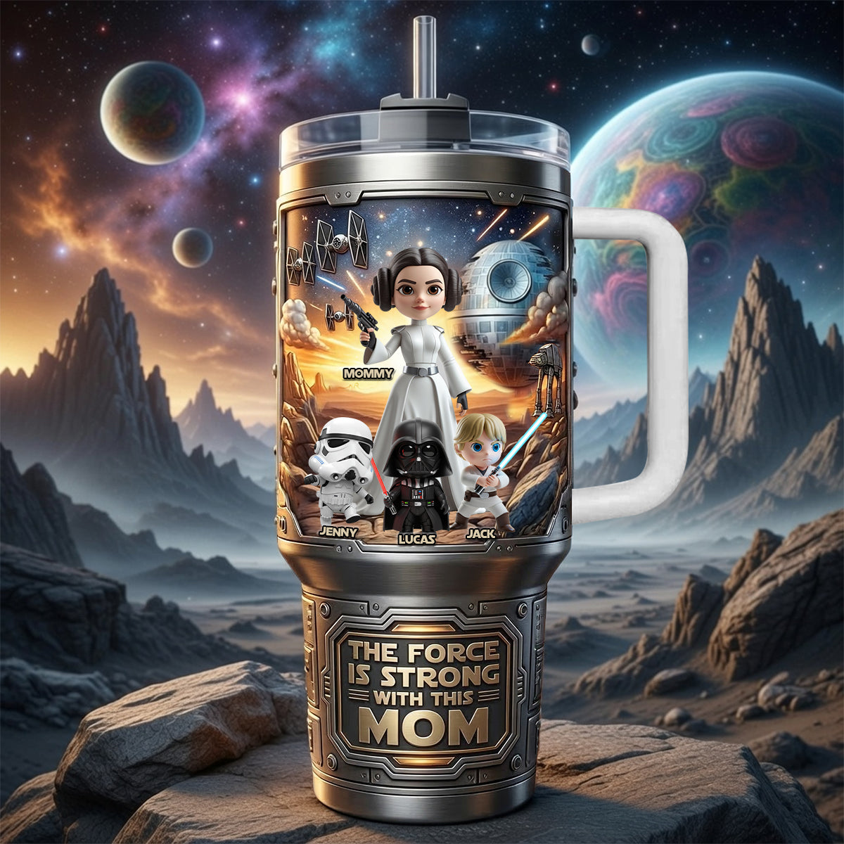 Strong Fantasy Mom 40oz Tumbler With Handle, Personalized Gifts For Mom 04qhtn160326-Homacus