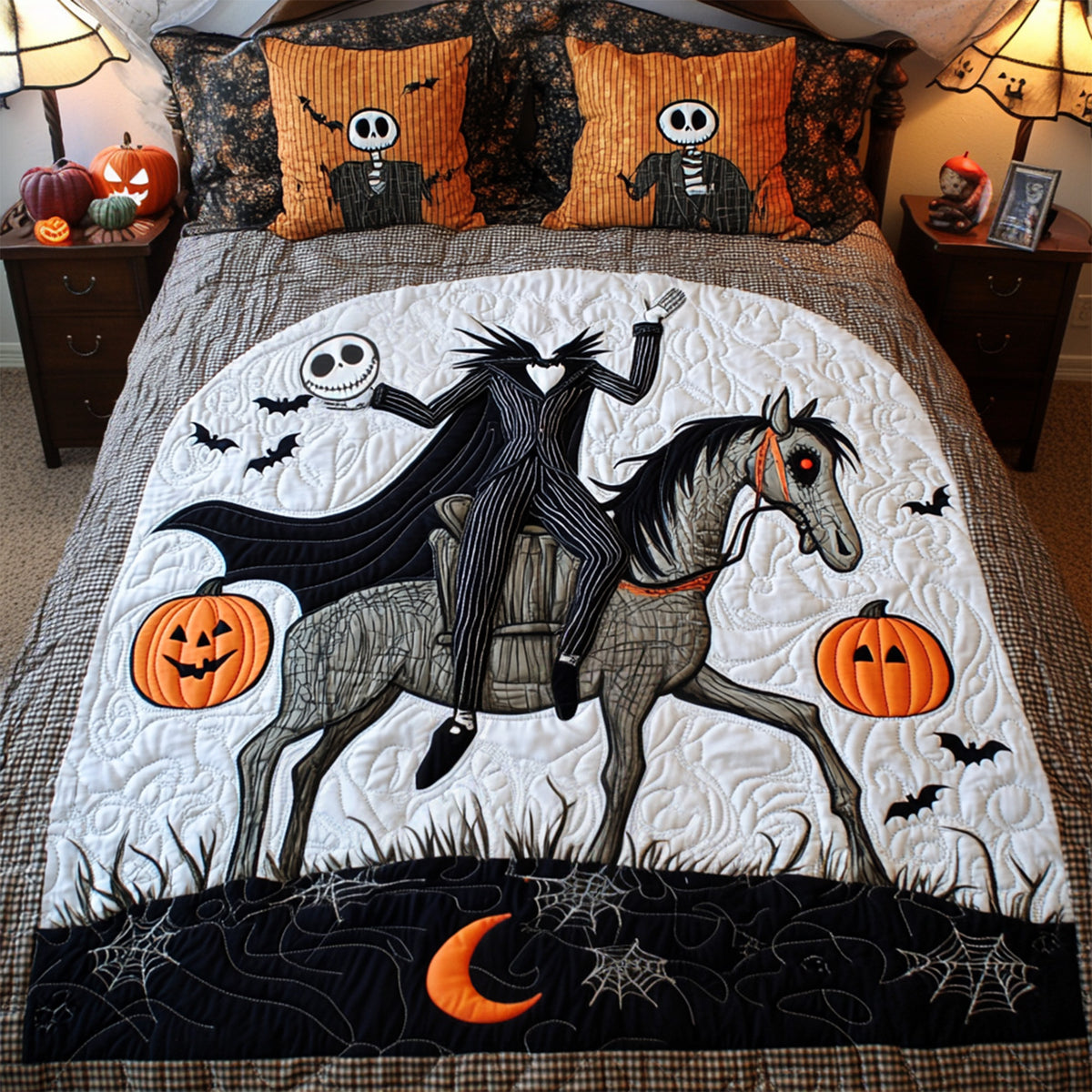 Halloween Skeleton Rider - Personalized Gifts For Spooky Movie Lovers Quilt Bed Set 02TGMG070825-Homacus