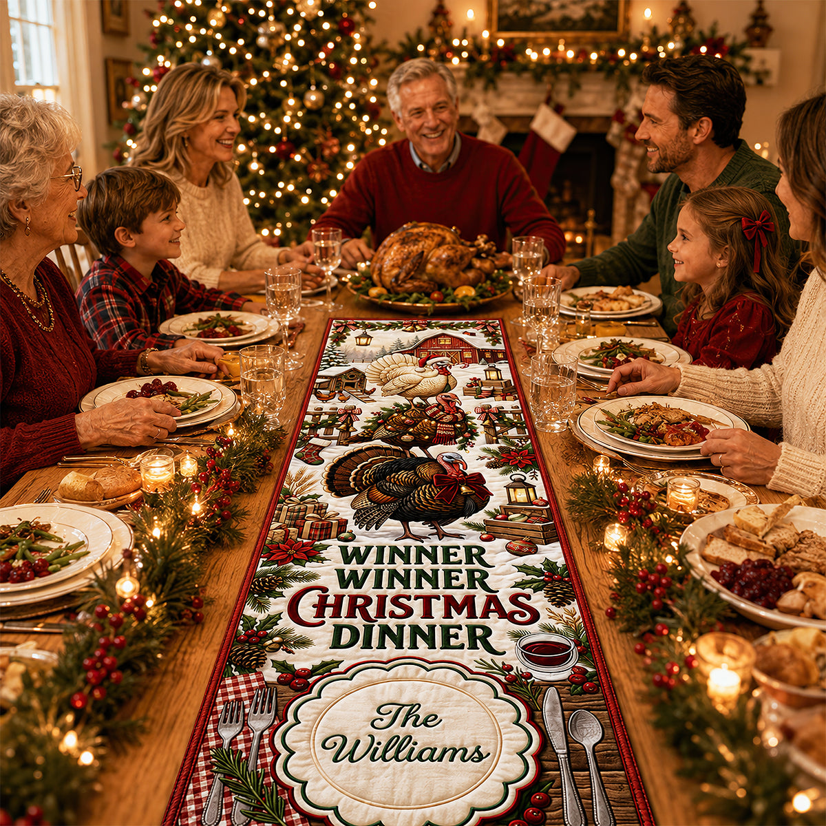 Winner Winner Christmas Dinner Quilted Table Runner - Personalized Christmas Gifts 07padt150826-Homacus