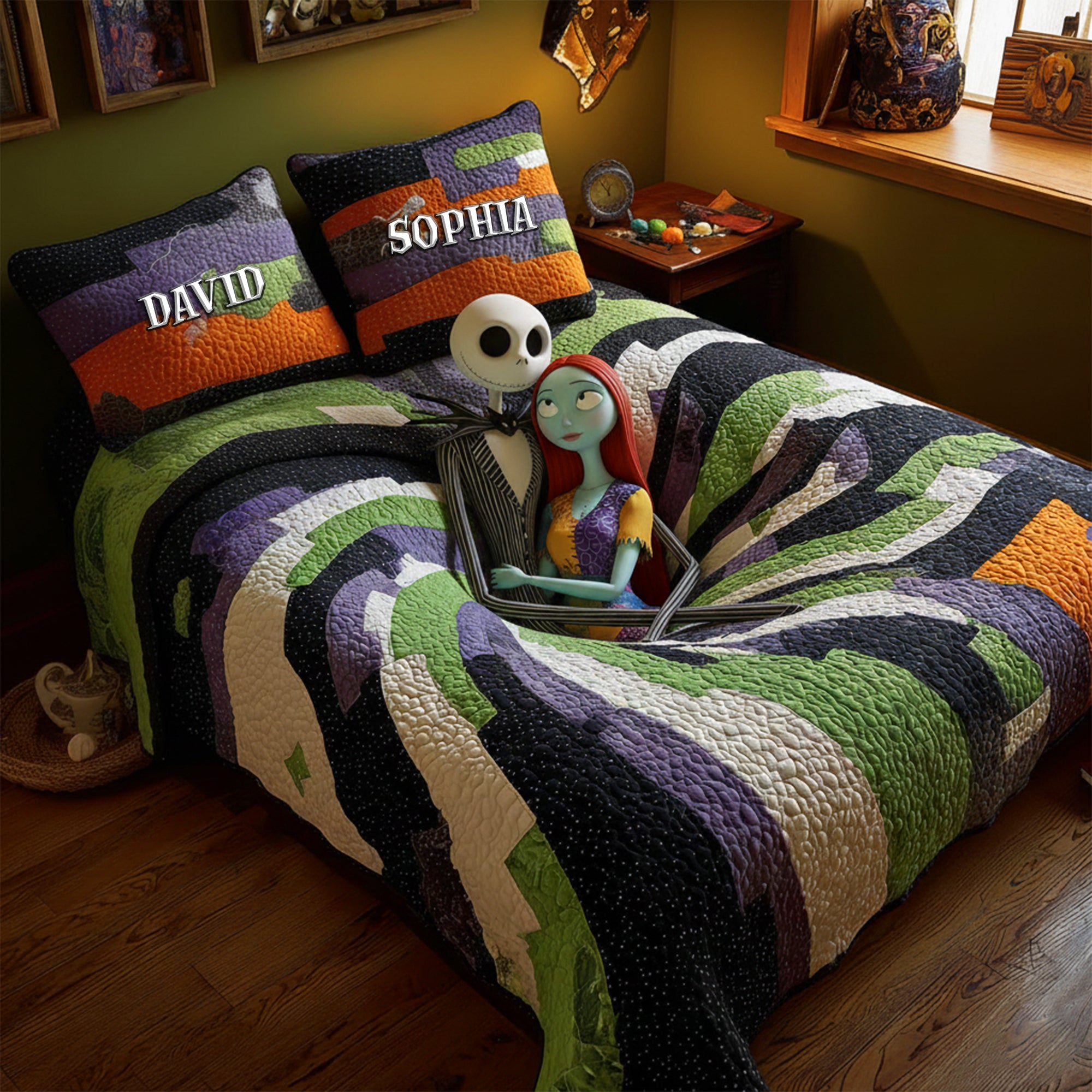 Hugging Skull Couples Quilt Bedding Set - Personalized Gift For Couples 04NALU221025-Homacus