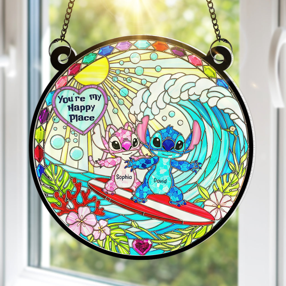 Cartoon Couple Window Hanging Suncatcher Ornament - Personalized Gifts For Couple 03naqn100625-Homacus
