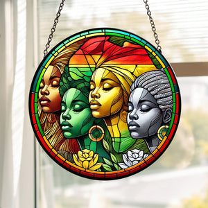 Black Roots Pride Round Stained Glass Suncatcher Ornament 02qhtn030125 Black History Month Decor-Homacus