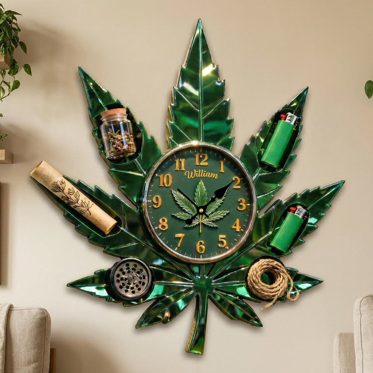 Weed Leaf Hanging Wall Clock - Personalized Gifts For Stoners 02tgmg291225-Homacus