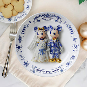 Cute Cartoon Couple Round Plate - Personalized Gift For Couples 01PGLU041025