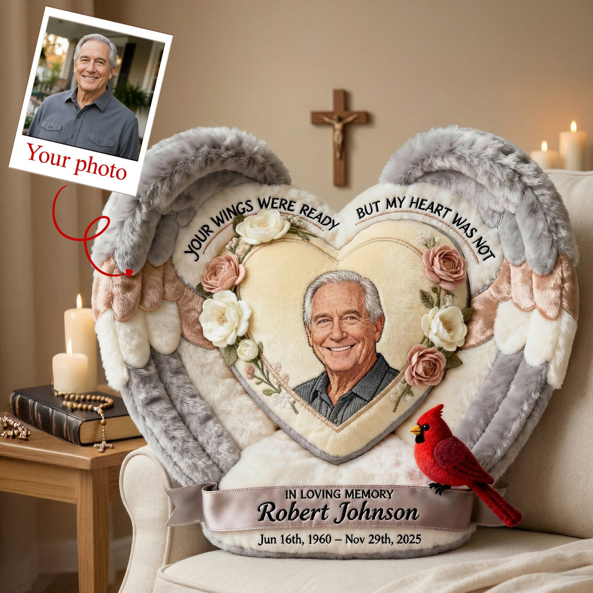 Custom Photo Heaven In Heart Shaped Pillow, Personalized Keepsake To Remember Loved One 02qhmg191225-Homacus