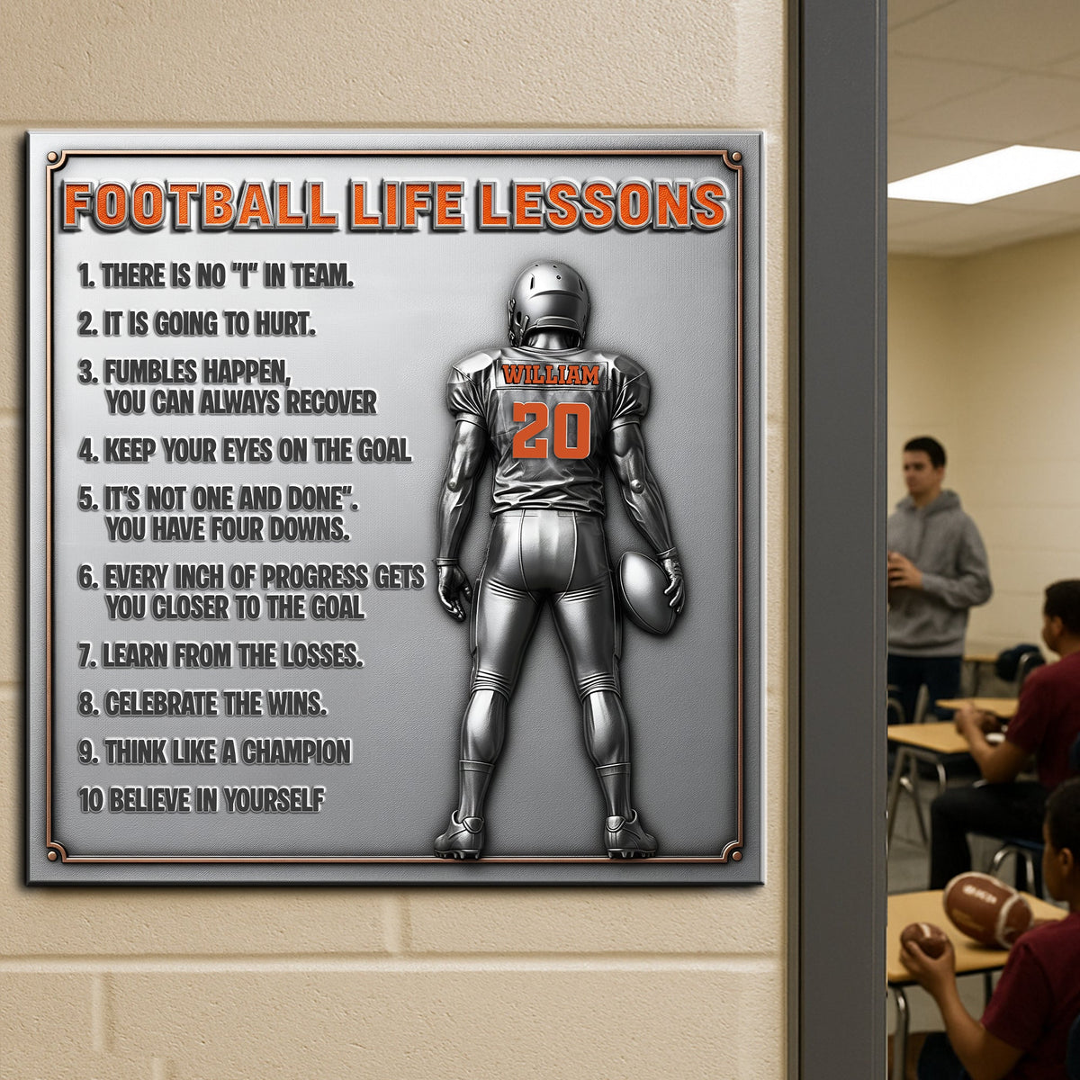 Football Life Lessons Metal Sign – Personalized Gifts For Football Player 02ohlu190625-Homacus