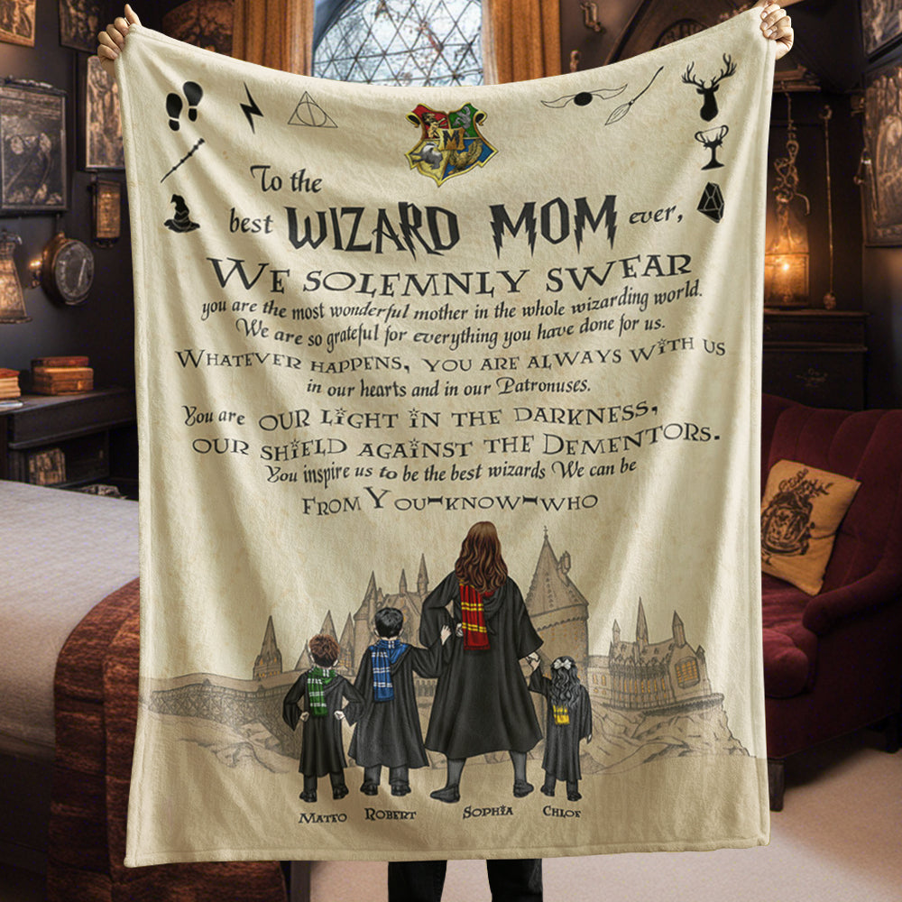 Personalized Gifts For Mom Blanket To The Best Wizard Mom Ever 01HTDT010424TM-Homacus