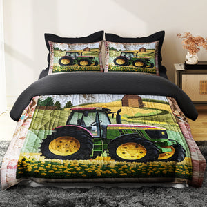 Personalized Gifts For Couple Tractor Quilt Bedding Set Special Line 01KADT150125-Homacus