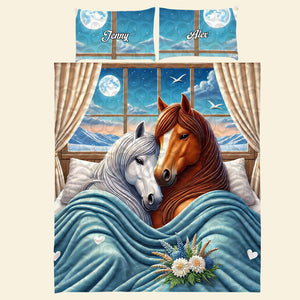 Personalized Gift For Horse Couples Quilt Bedding Set Special Line 03OHMH181224-Homacus