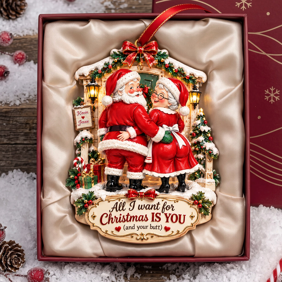 Blushy Touch Santa Couple Ornament, Personalized Gifts For Couple 02qhta160926-Homacus