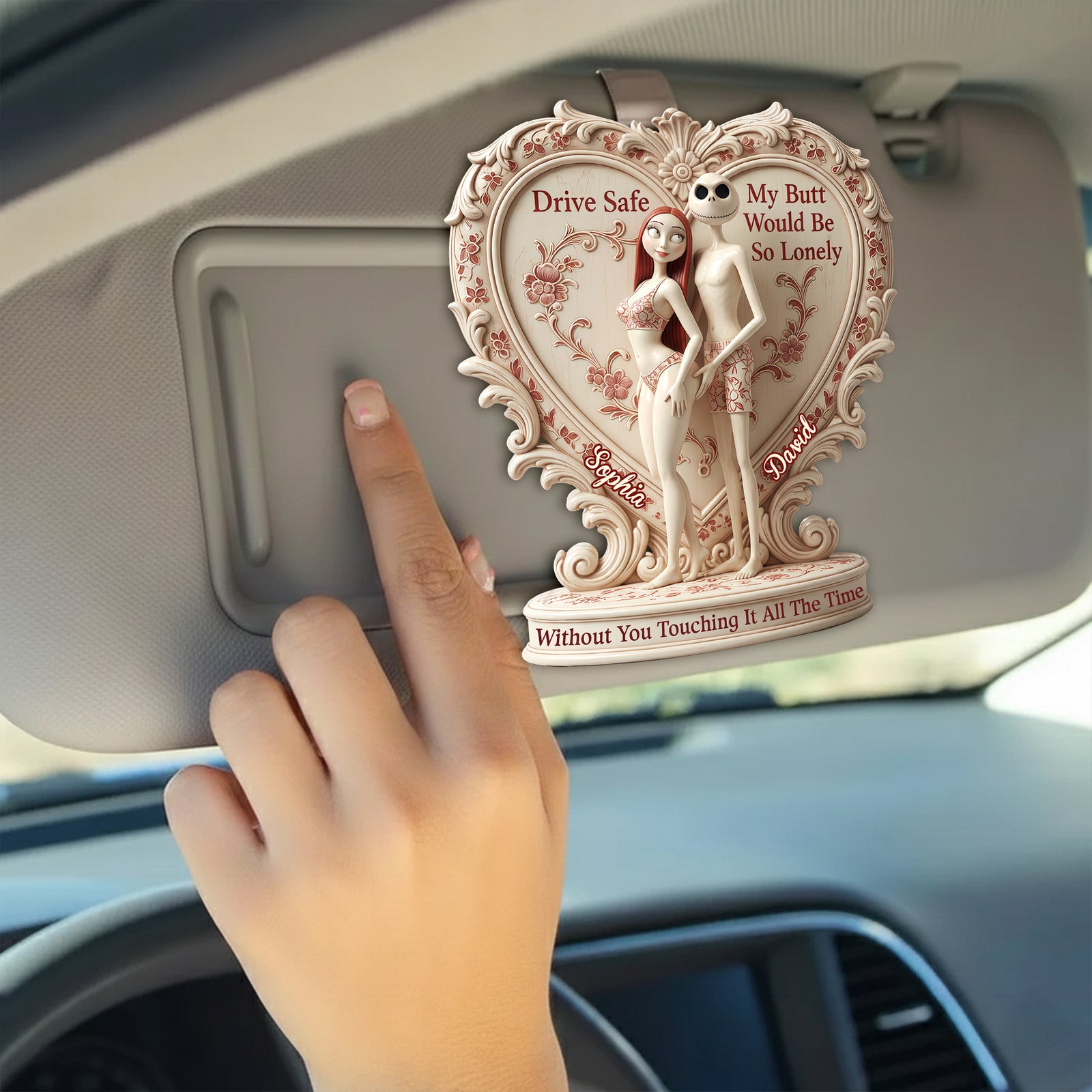 Cheeky Skeleton Couple Car Visor Clip - Personalized Gifts For Couple 01ohlu171225-Homacus