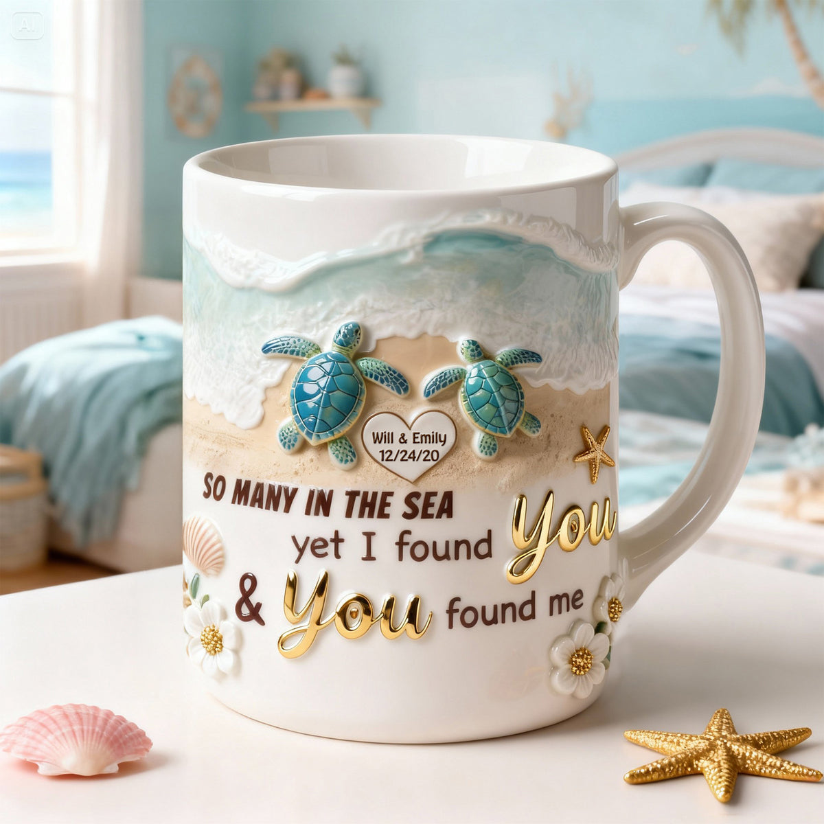 Turtle Couple Coffee Mug - Personalized Gifts For Couple 04tomg150126-Homacus